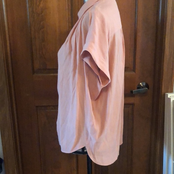 Madewell peach button-down cap-sleeve shirt - Picture 2 of 10